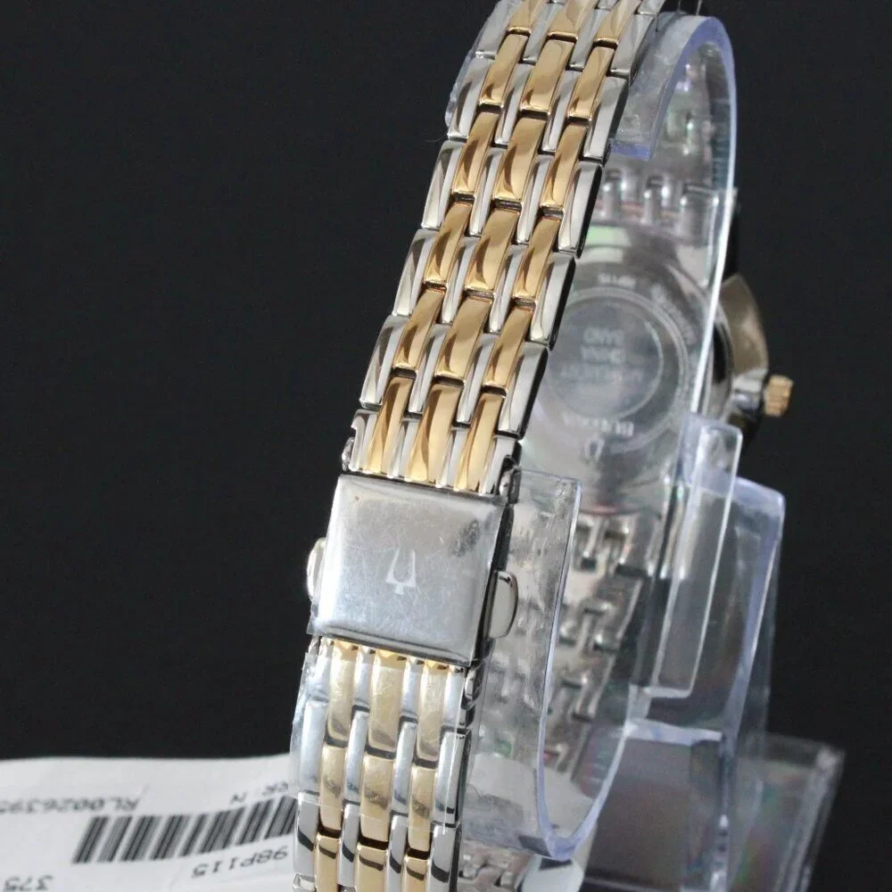 Bulova Ladies Sutton Classic Quartz Watch Four Diamond Accents Two Tone 27mm